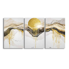 Golden Sun Abstract (3panel) | Wall Art