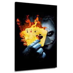 Joker hand burning cards Wall Art