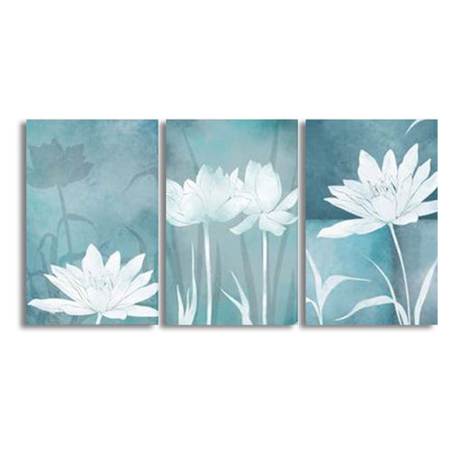 Set Of 3 Abstract Blue Flower