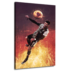 Ronaldo With Football Flame  Wall Art