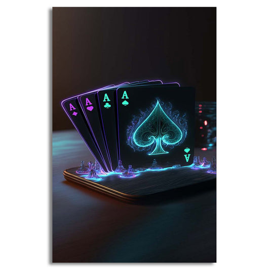 Poker Neon Ace Cards | Wall Art