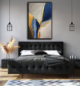 Blue Beige Gold Abstract Painting | Wall Art