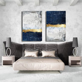 Abstract Gold Foil White Block (2panel) | Wall Art