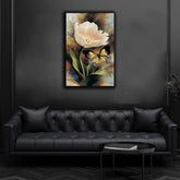 Beautiful Abstract Lily Flower Butterfly Wall Art