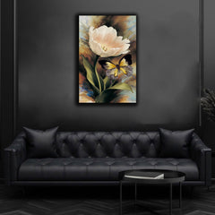 Beautiful Abstract Lily Flower Butterfly Wall Art