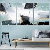 Black Gold Luxury Abstract (3panel) | Wall Art