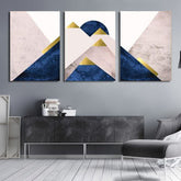 Geometric Prints Marble Gold Navy Blue (3panel) | Wall Art