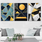 Gold Black and White (3panel) | Wall Art