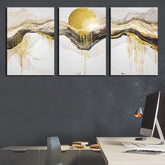 Golden Sun Abstract (3panel) | Wall Art