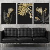 Golden Tropical Botany Luxury Nordic Bundle (3panel) | Wall Art
