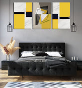 Minimalist Yellow Grey Geometry (3panel) | Wall Art