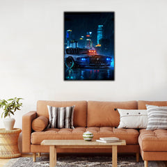 Neon Retrowave street racing car | Wall Art