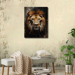 The Lion's Piercing Gaze Canvas Frame | Wall Art