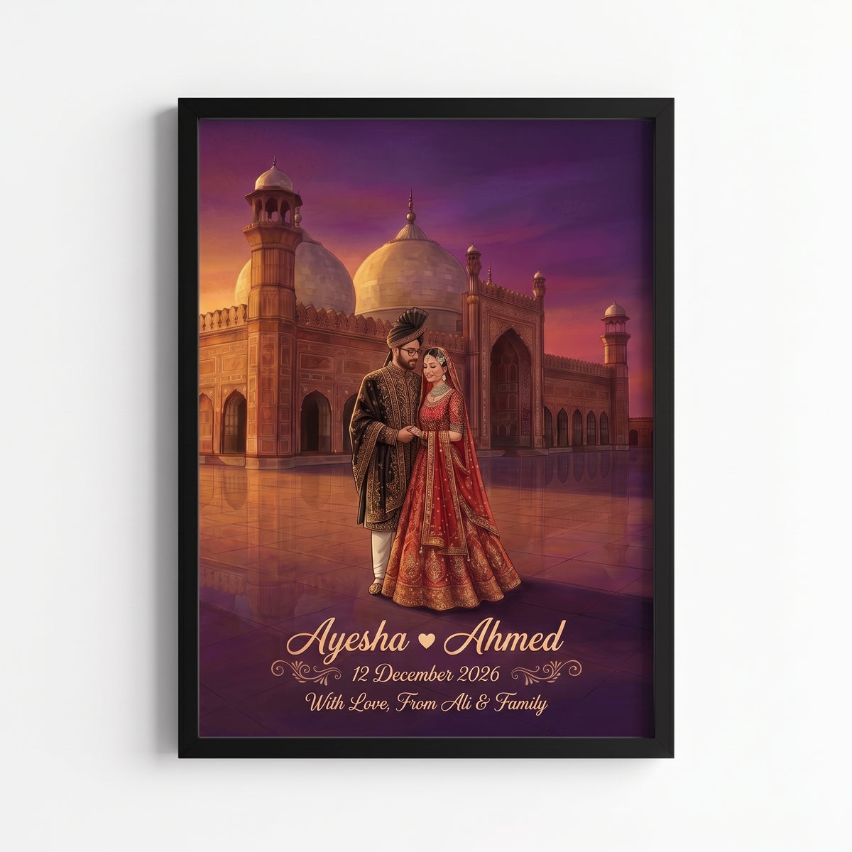 Badshahi Mosque Custom Wedding Couple Frames