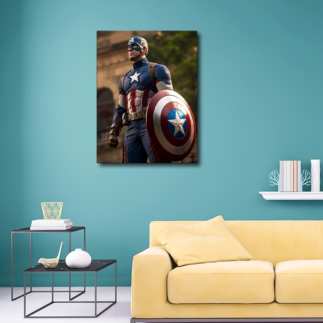 Captain America holding shield templates Wall Art