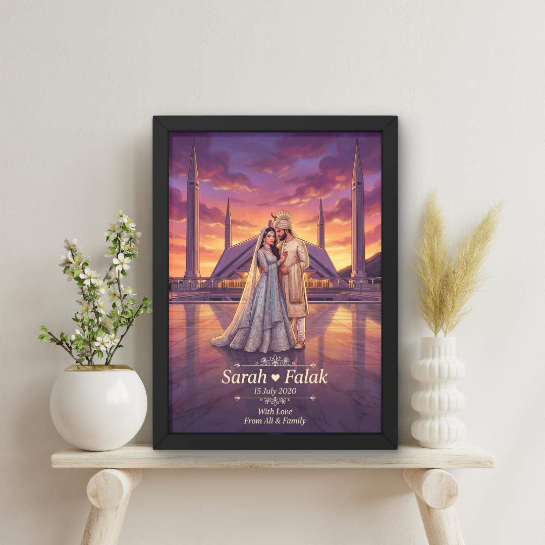Faisal Mosque Custom Wedding Couple Frames