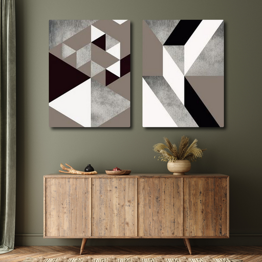 Set of 2 Abstract Geometric Canvas