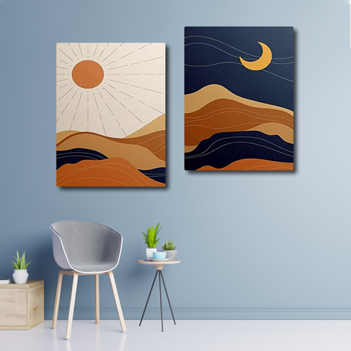 Set of 2 Abstract Day and Night