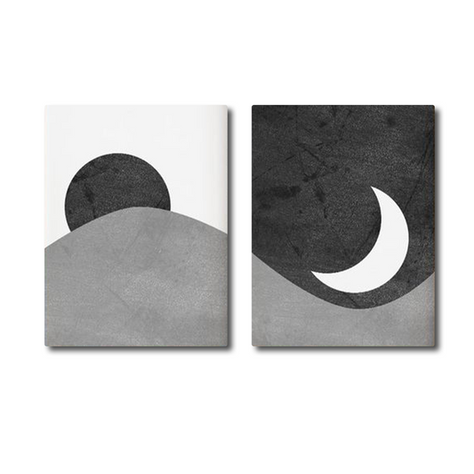 Black and White Sun and Moon (2panel) | Wall Art