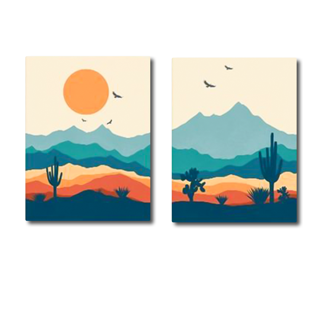 Abstract Mountain Sun (2 panel) | Wall Art