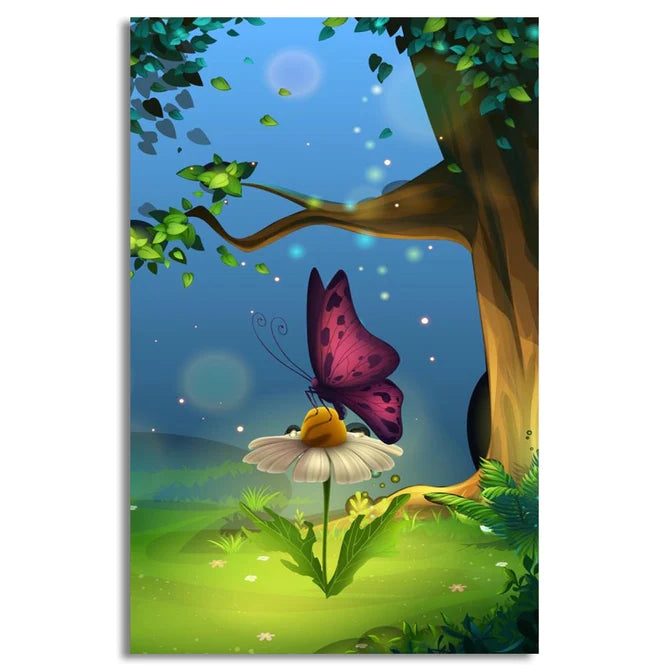 Nature scene with butterfly | Handmade Painting | Wall Art