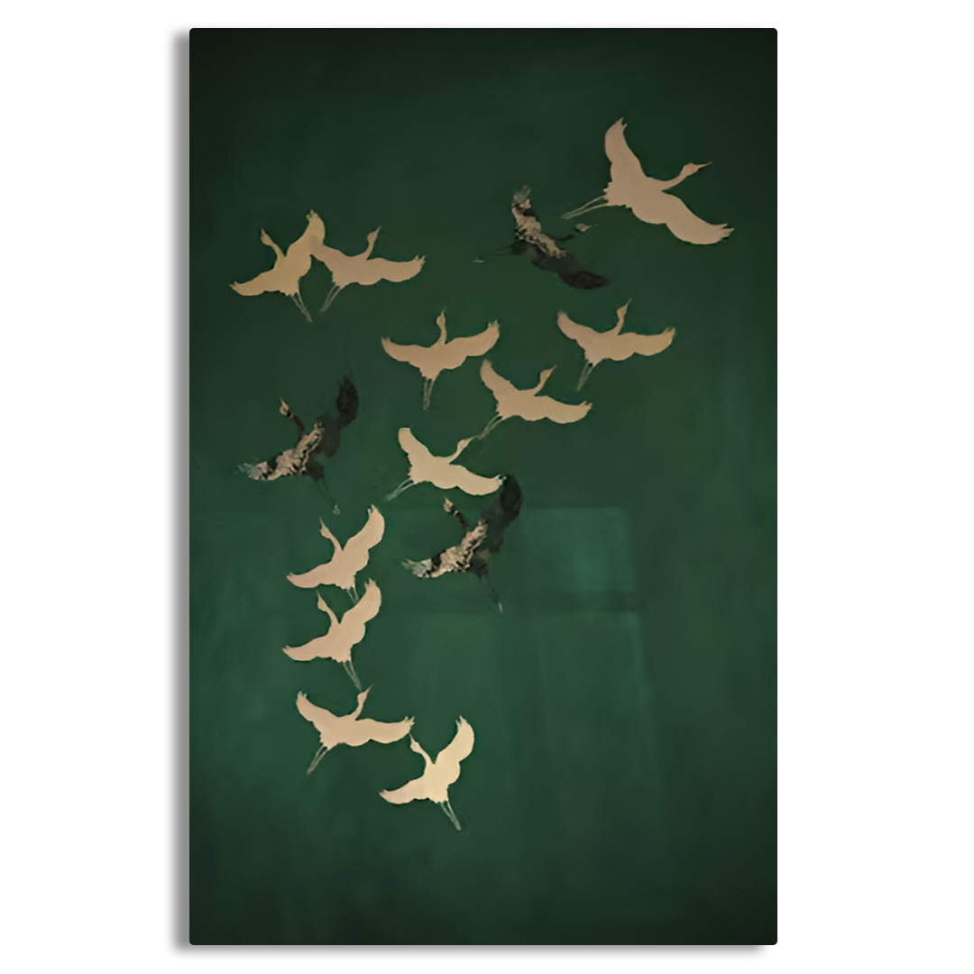 Green and Gold Birds Canvas Frames Wall Art