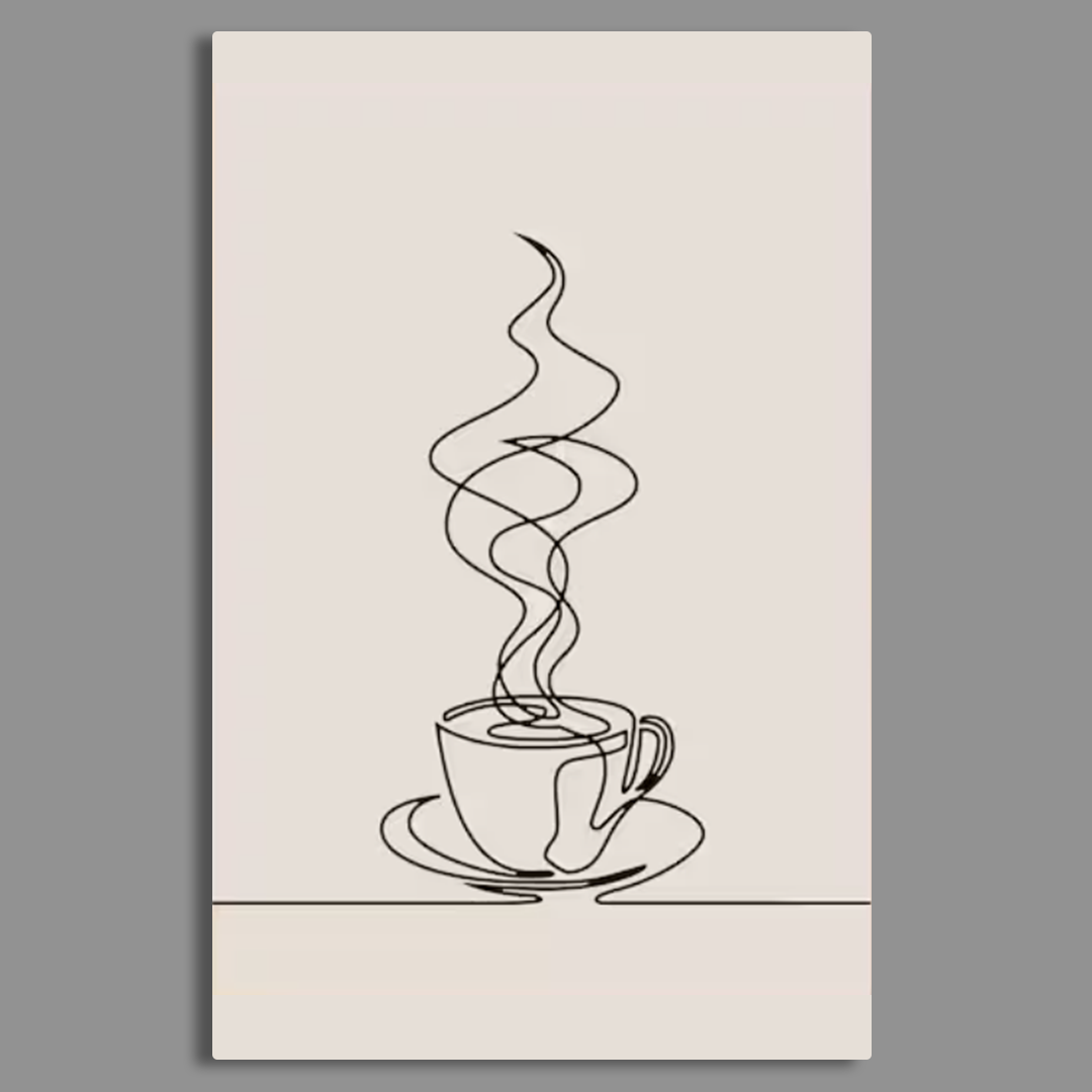 Beautiful coffee Cup Lines Canvas Frames Wall Art