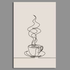 Beautiful coffee Cup Lines Canvas Frames Wall Art