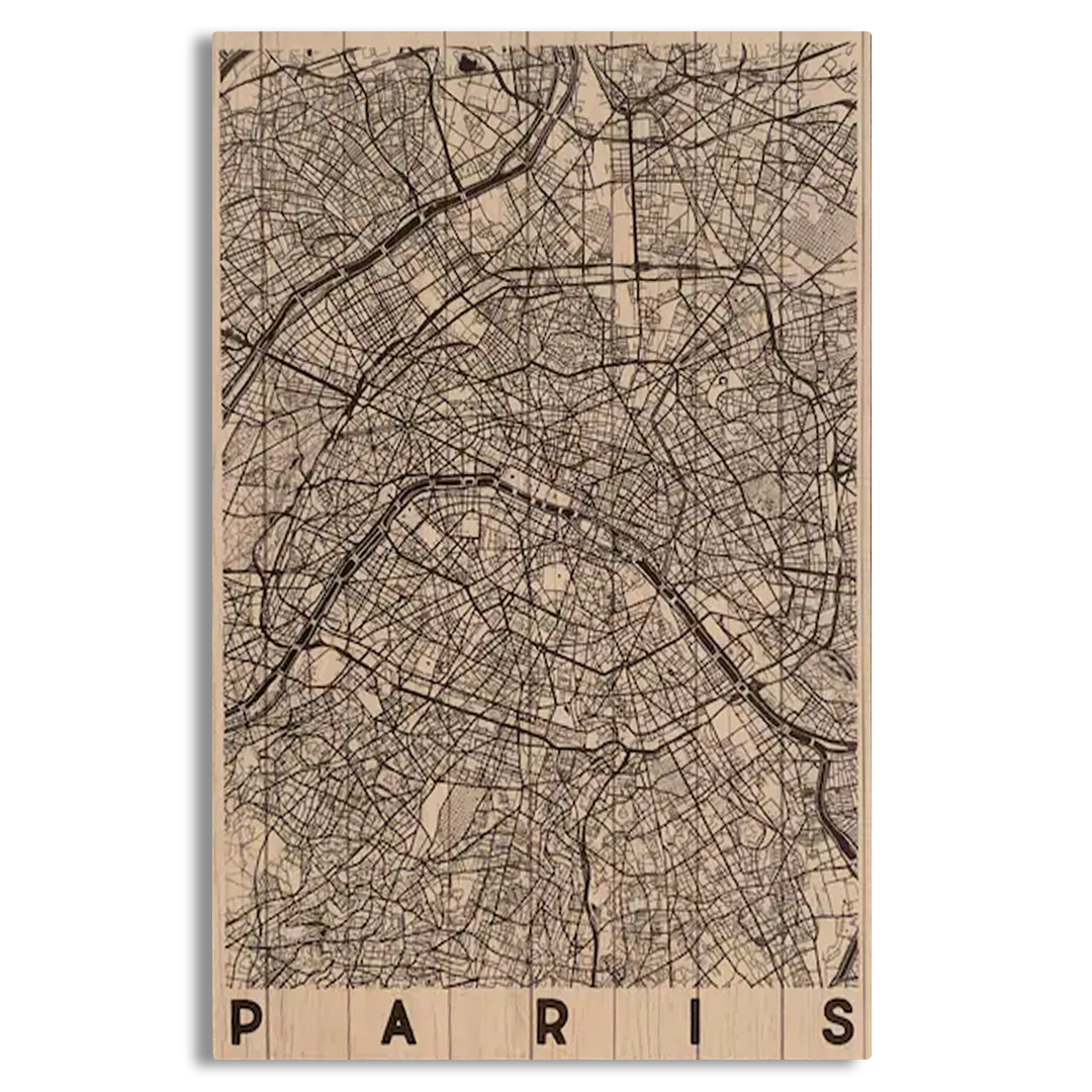 PARIS FRANCE CITY MAP Canvas Frames Wall Art