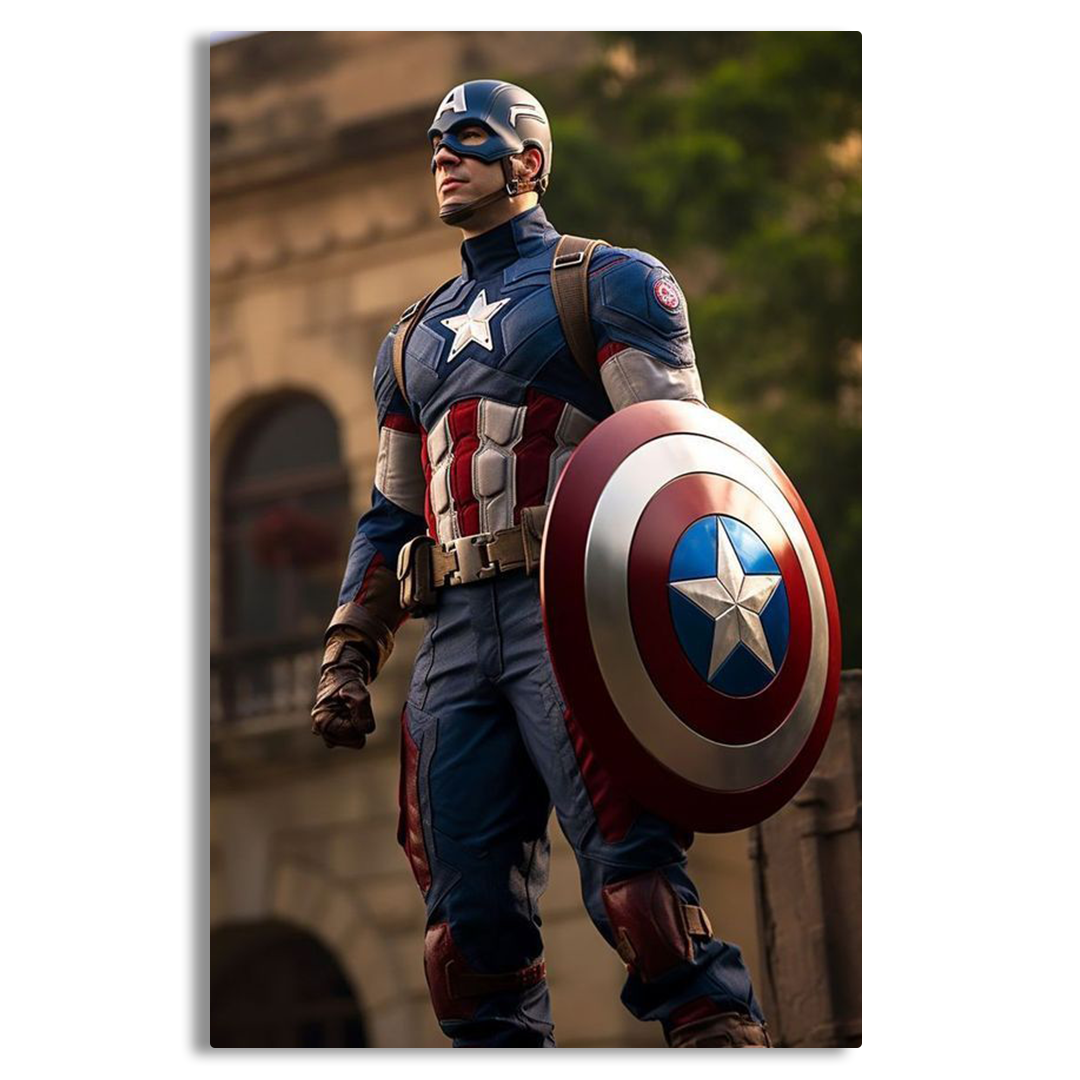 Captain America holding shield templates Wall Art