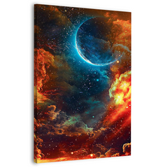 Blue Moon Red Sky Canvas Frames Wall Art