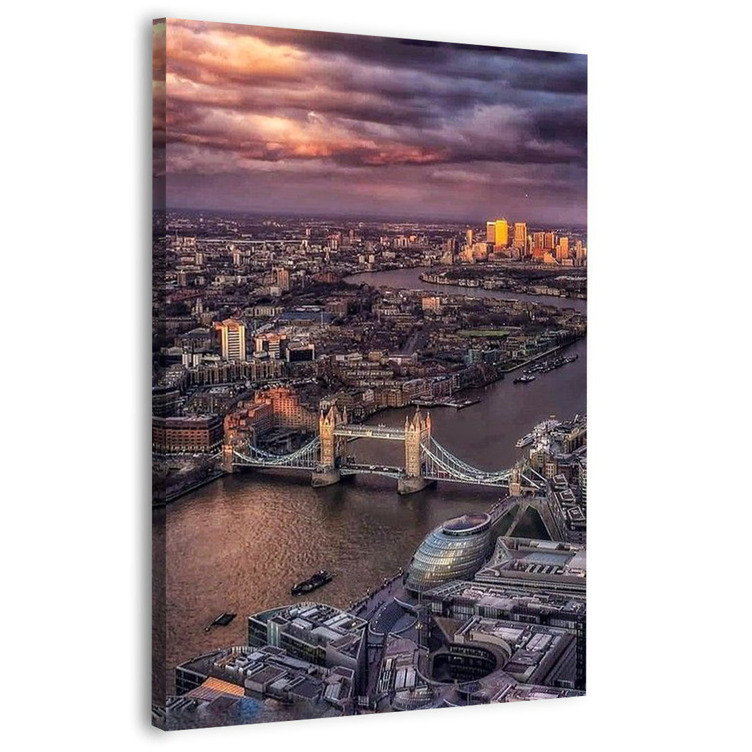 London Rooftop View At Sunset Canvas Frames Wall Art