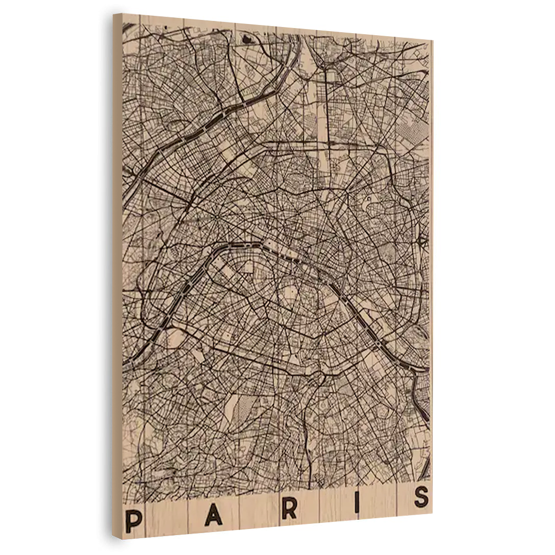 PARIS FRANCE CITY MAP Canvas Frames Wall Art