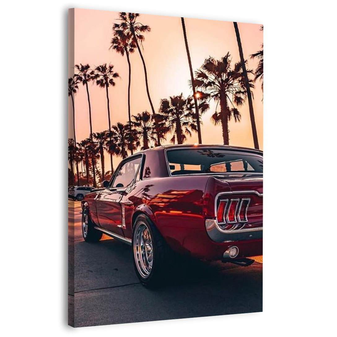 Red Racer Ford Mustang Canvas Frames Wall Art