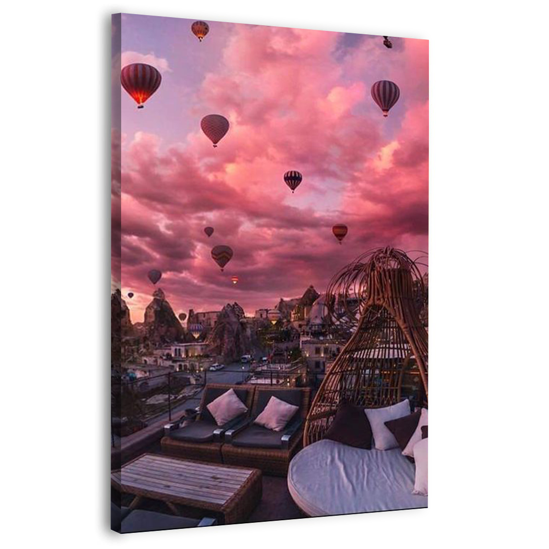 Air Balloons In The Sky Canvas Frames Wall Art