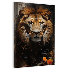 The Lion's Piercing Gaze Canvas Frame | Wall Art