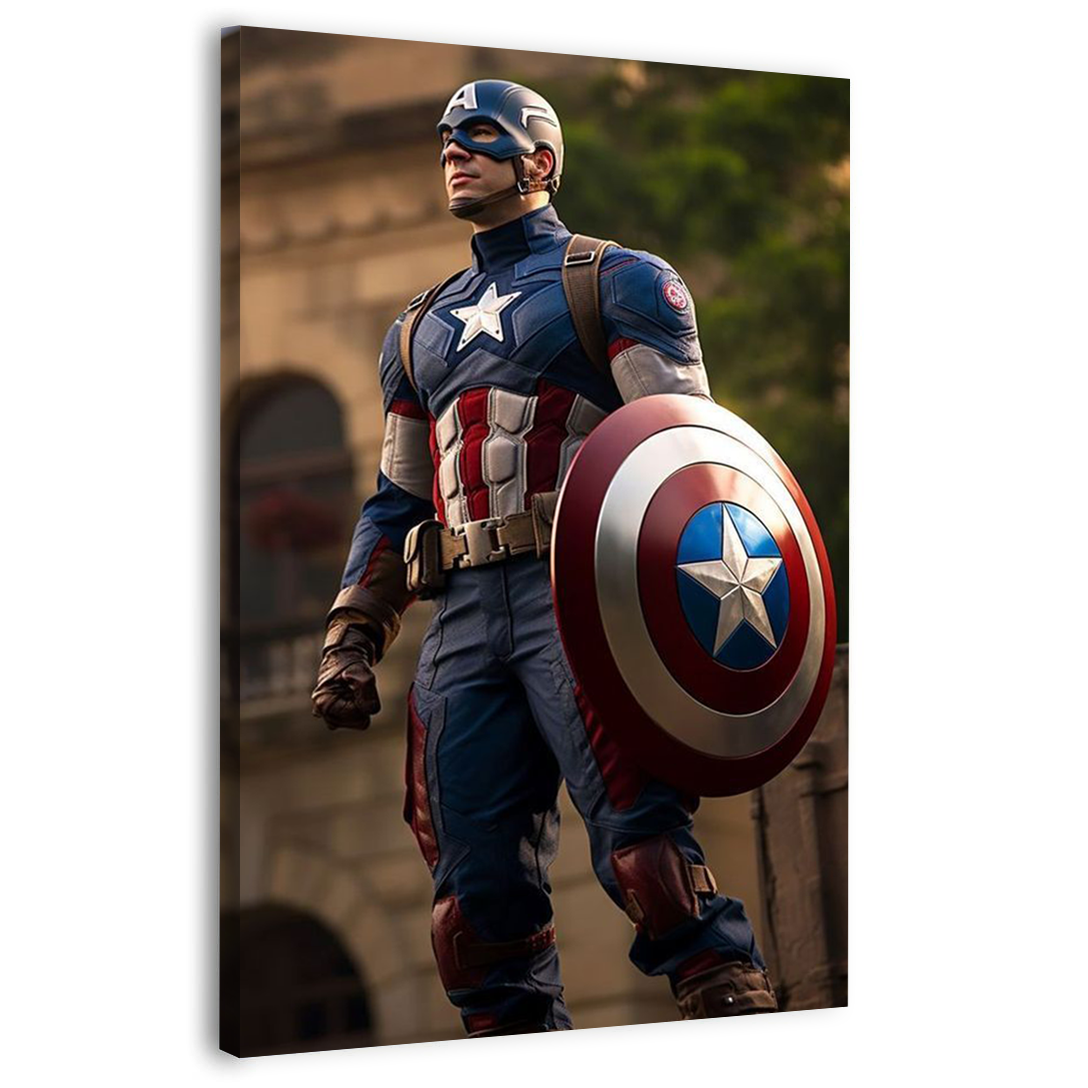 Captain America holding shield templates Wall Art