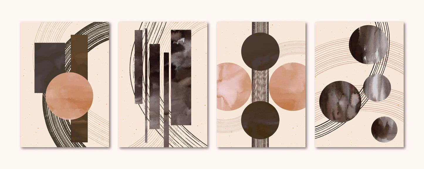 Modern Minimalist Abstract Geometric (4panel) Wall Art