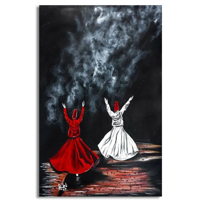 Whirling Dervishes Sufi Art | Handmade Painting | Wall Art