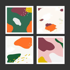Abstract Colorful Memphis Design (4Panel) Wall Art