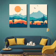 Abstract Mountain Sun (2 panel) | Wall Art