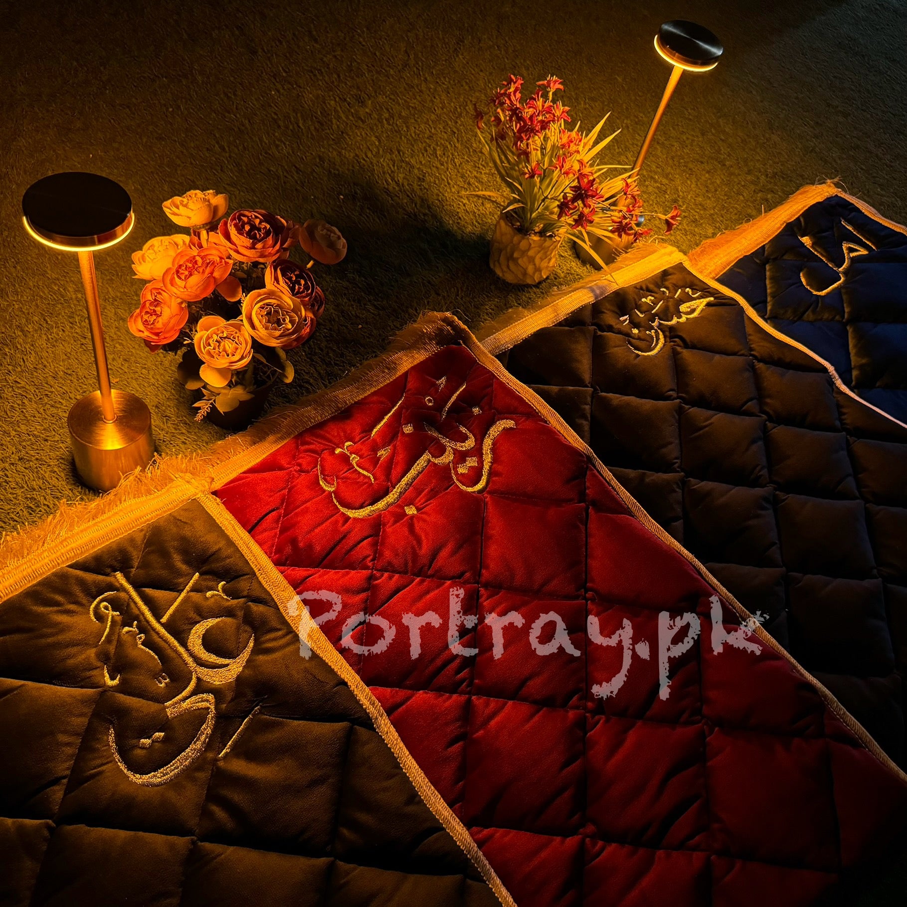 Padded Prayer Mats with Arabic Calligraphy Name