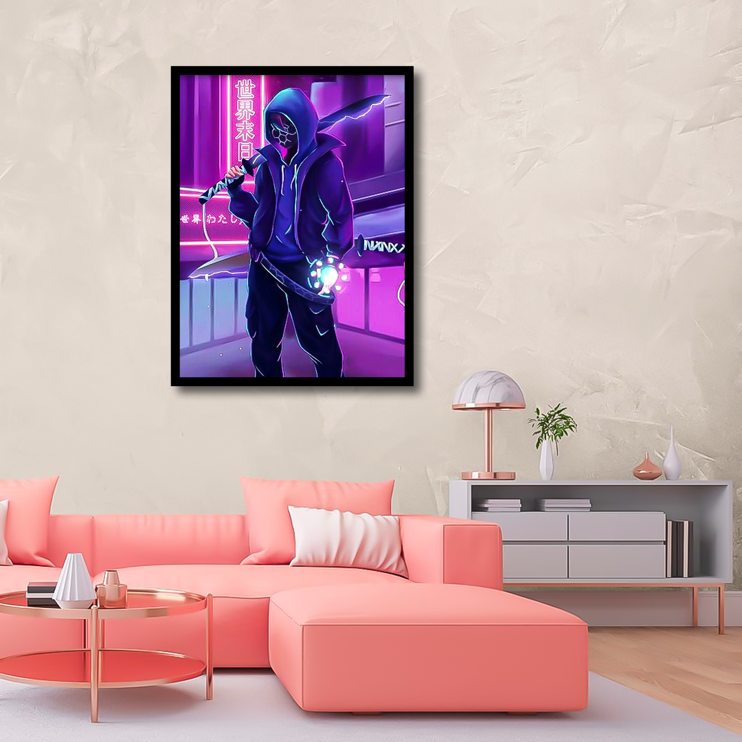 Anime Neon Boy Canvas Frames | Wall Art