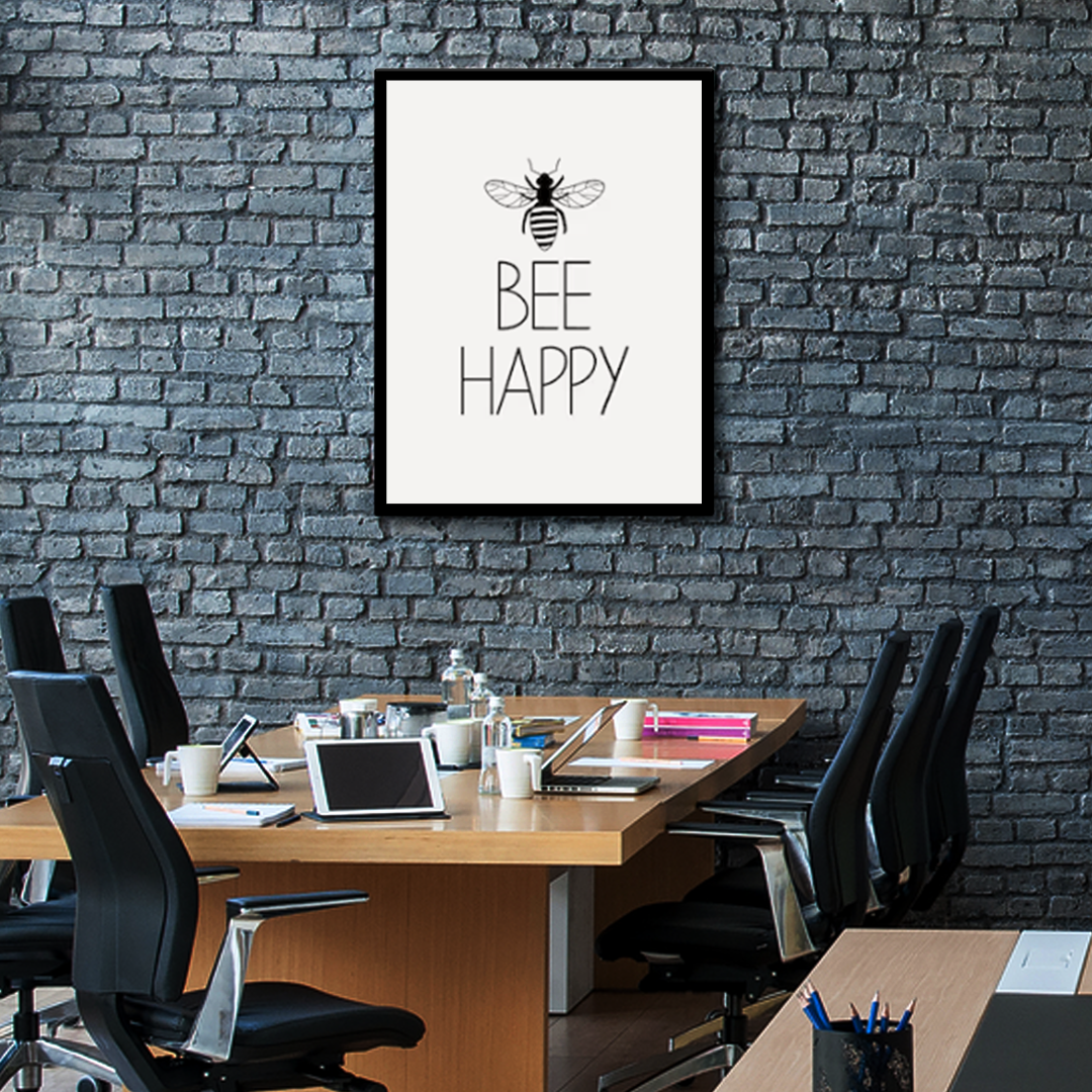 Bee Happy Inspirational Quote Canvas Frames Wall Art