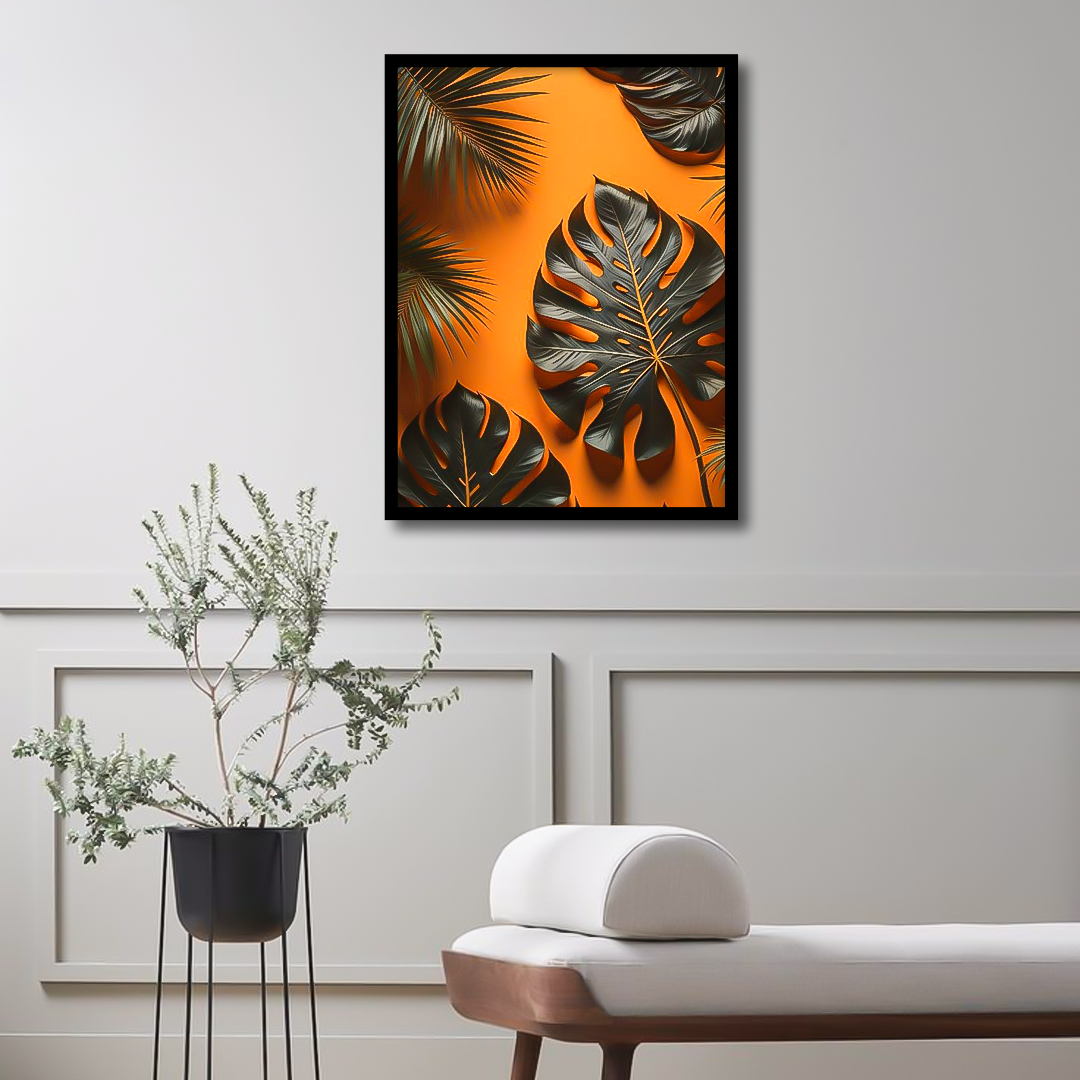 Brown Monstera Deliciosa leaves Wall Art