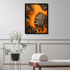 Brown Monstera Deliciosa leaves Wall Art