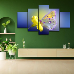 Butterfly on Yellow Mexican Aster Flower Canvas frames (5panel) Wall Art