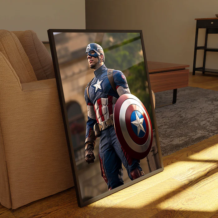 Captain America holding shield templates Wall Art