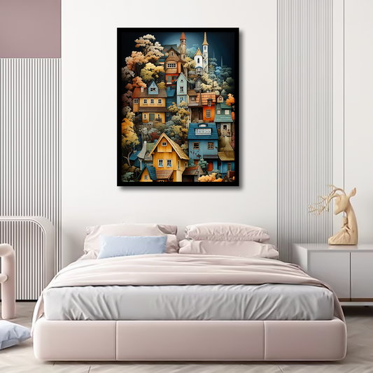 Colorfull Houses With Trees Wall Art