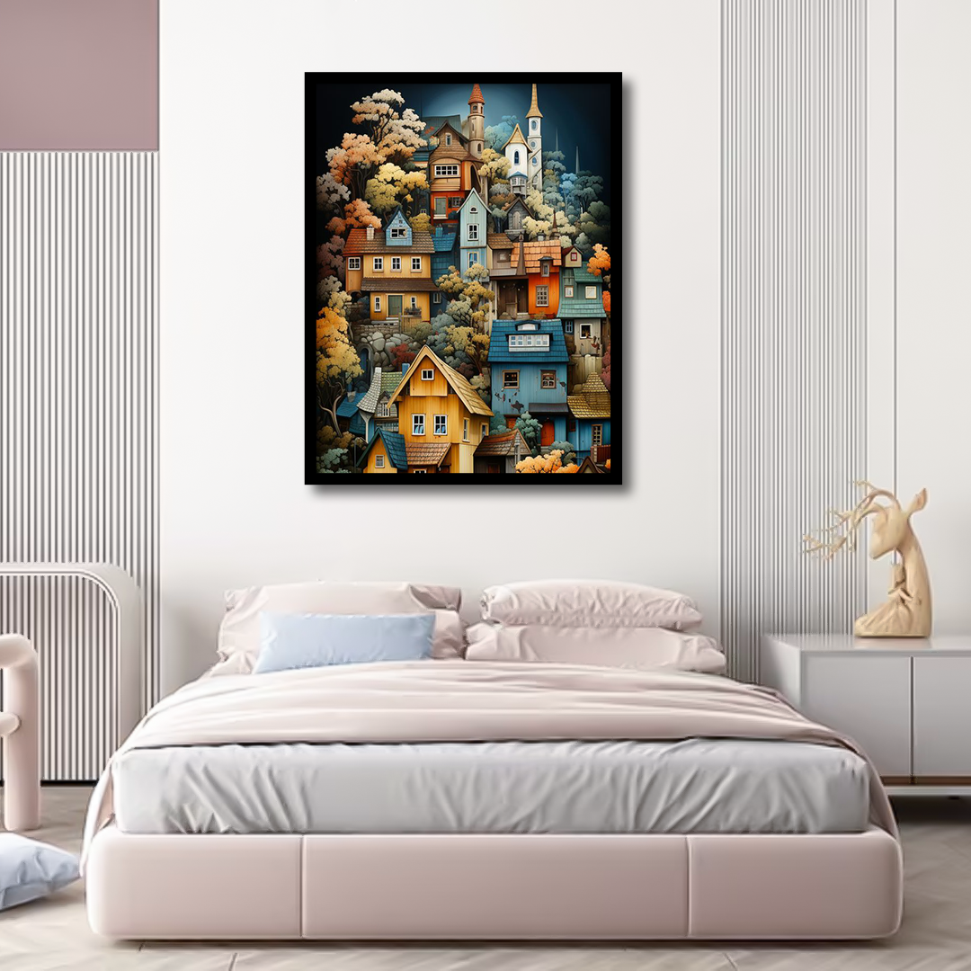 Colorfull Houses With Trees Wall Art